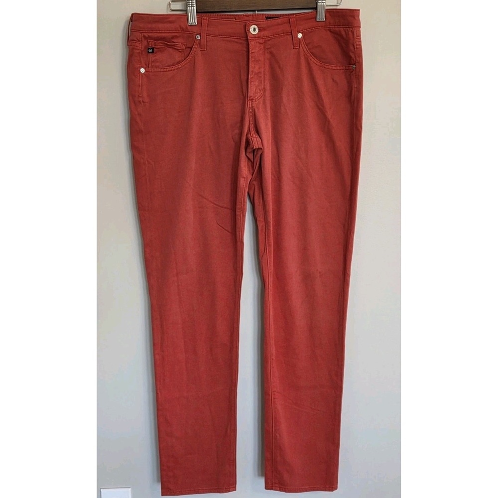 Women's Work Pants Red AG Jeans "The Stilt" Sateen Soft Sz‎ 31R Large